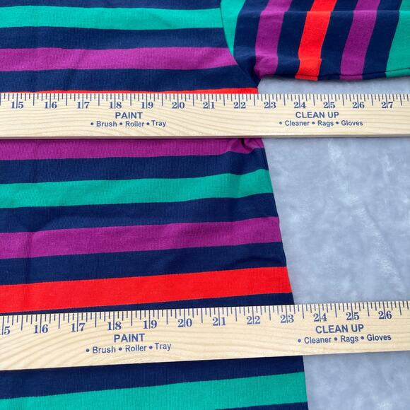 Lands End Top Women Large 14-16 Colorful Striped Cotton Lace-up Tunic Resortwear - Picture 7 of 16